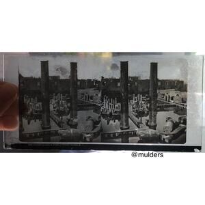 Vintage Stereoview Glass Plate Stereographic Photographic Plate Temple Serapis